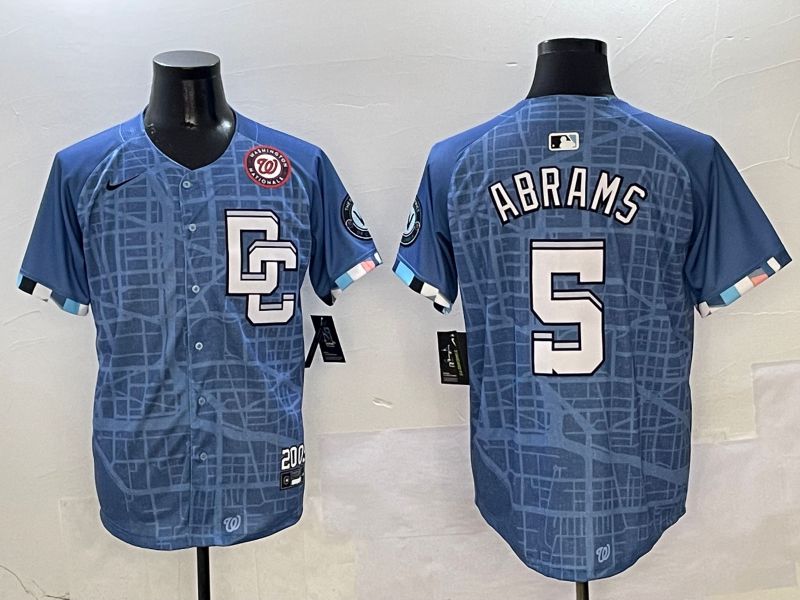 Men Washington Nationals #5 Abrams Blue Joint Name Nike 2025 MLB Jersey style 7